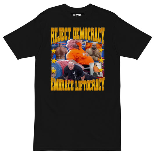 "Embrace Liftocracy" heavyweight tee